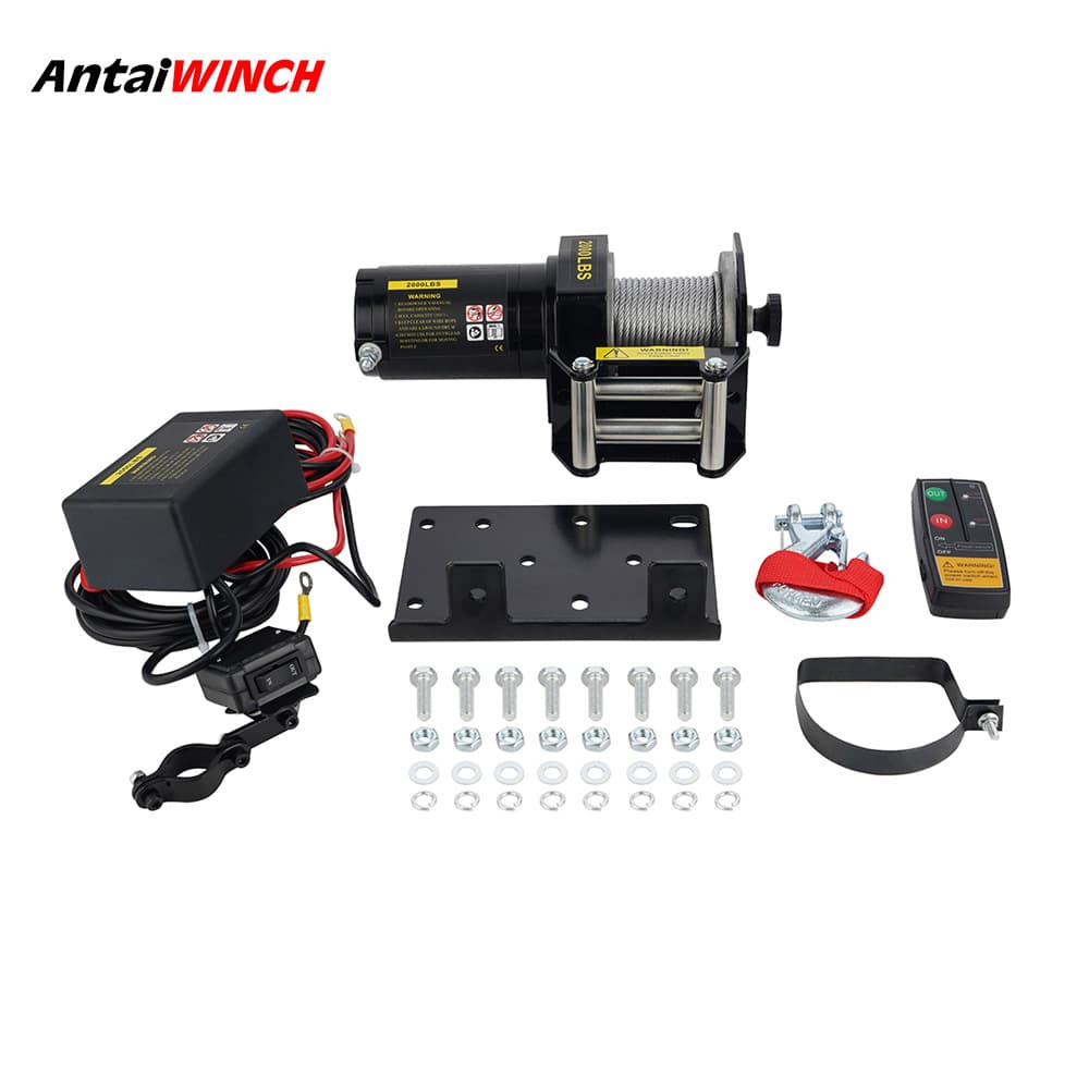 Manufacturer Promotion 12V/24V 2000lb ATV Winch DC Electric Winch Steel Cable Winch