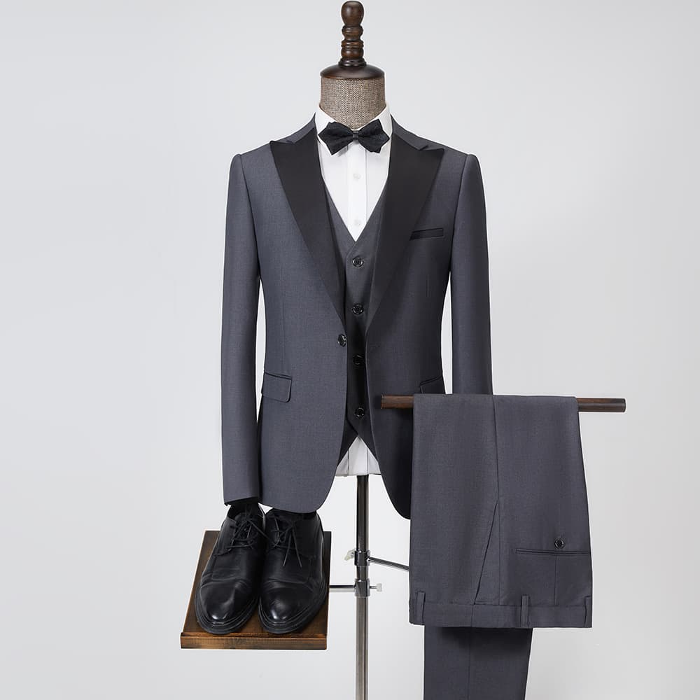 2024 New Foreign Trade Wedding Suit Set Men Korean Slim Fit Notch Lapel Three-Piece Suit Men Suits