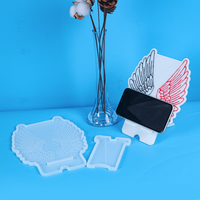 Baijiaxing DIY Epoxy Resin Mold Wing Phone Stand Silicone Mold Amazon New Product Mirror Ornament