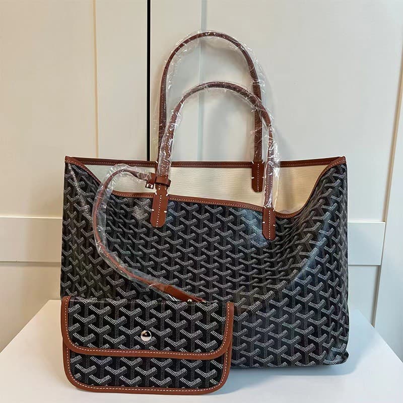 Goyard 2026 Hot-Selling Dogtooth Tote Women's Bag Printed One-Shoulder Handbag Large-Capacity Shopping Bag with Pouch