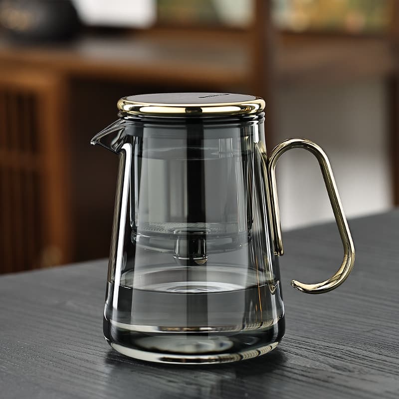 High-Temperature Resistant All-Glass Inner Pot Magnetic Floating Cup, Aluminum Alloy Teapot for Lazy Tea Brewing