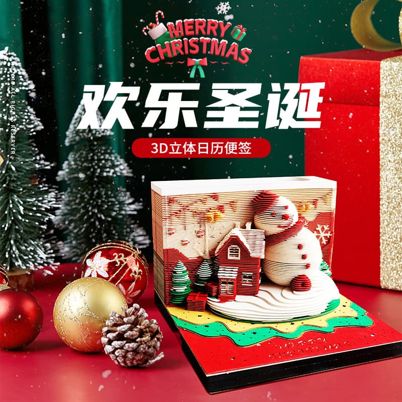 New Christmas Snowman 3D Pop-up Sticky Notes Teacher's Day Gift Creative Tear-off Weekly Calendar Sticky Notes Children's Gift