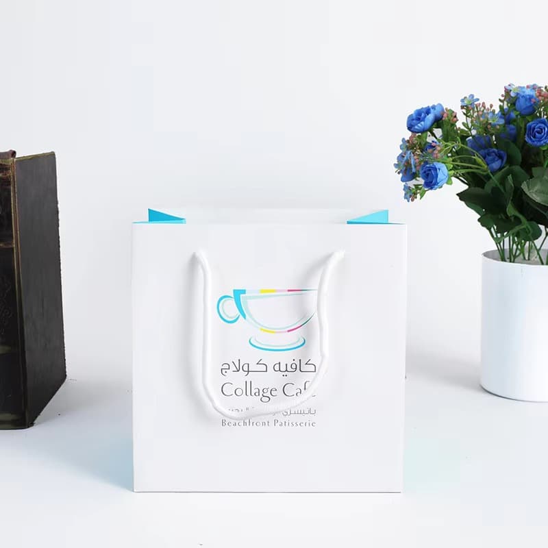 Custom Paper Bags White Thank You for Pharmacy Perfume Boutique Clothing Retail Carry
