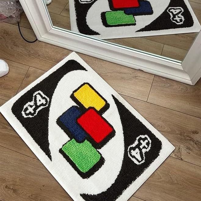 Cross-border Poker Card Carpet Premium Faux Cashmere Bath Mat Water-Absorbent Non-Slip Bedroom Floor Mat Bedside Rug