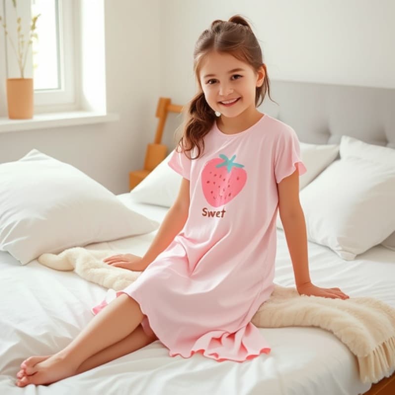 Children and girls nightgown baby home clothes pajamas nightgown mother and daughter clothes parent-child home clothes air conditioning clothes Modal summer