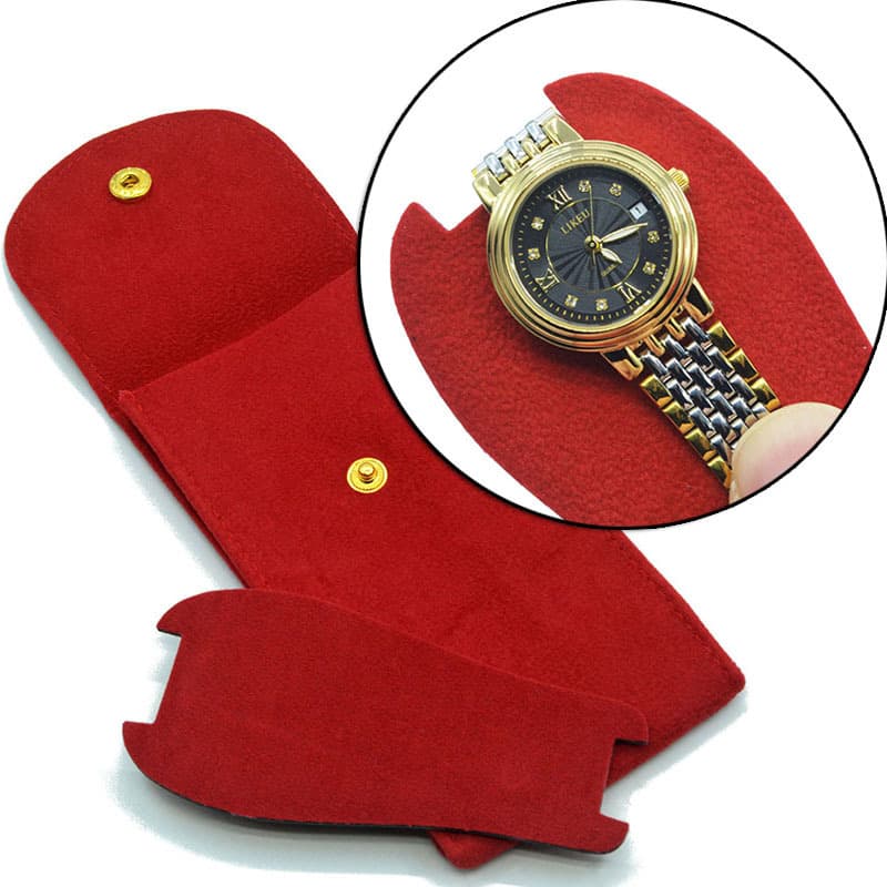 High-quality specific beaded velvet snap watch bag mechanical watch case anti-scratch portable thickened double-sided watch bag