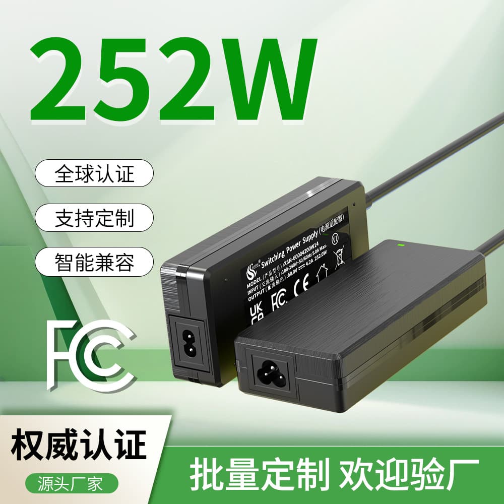 60V 4.2A Desktop Power Adapter, EU Plug CE Certified, 252W High Power Commercial Beauty Device Adapter
