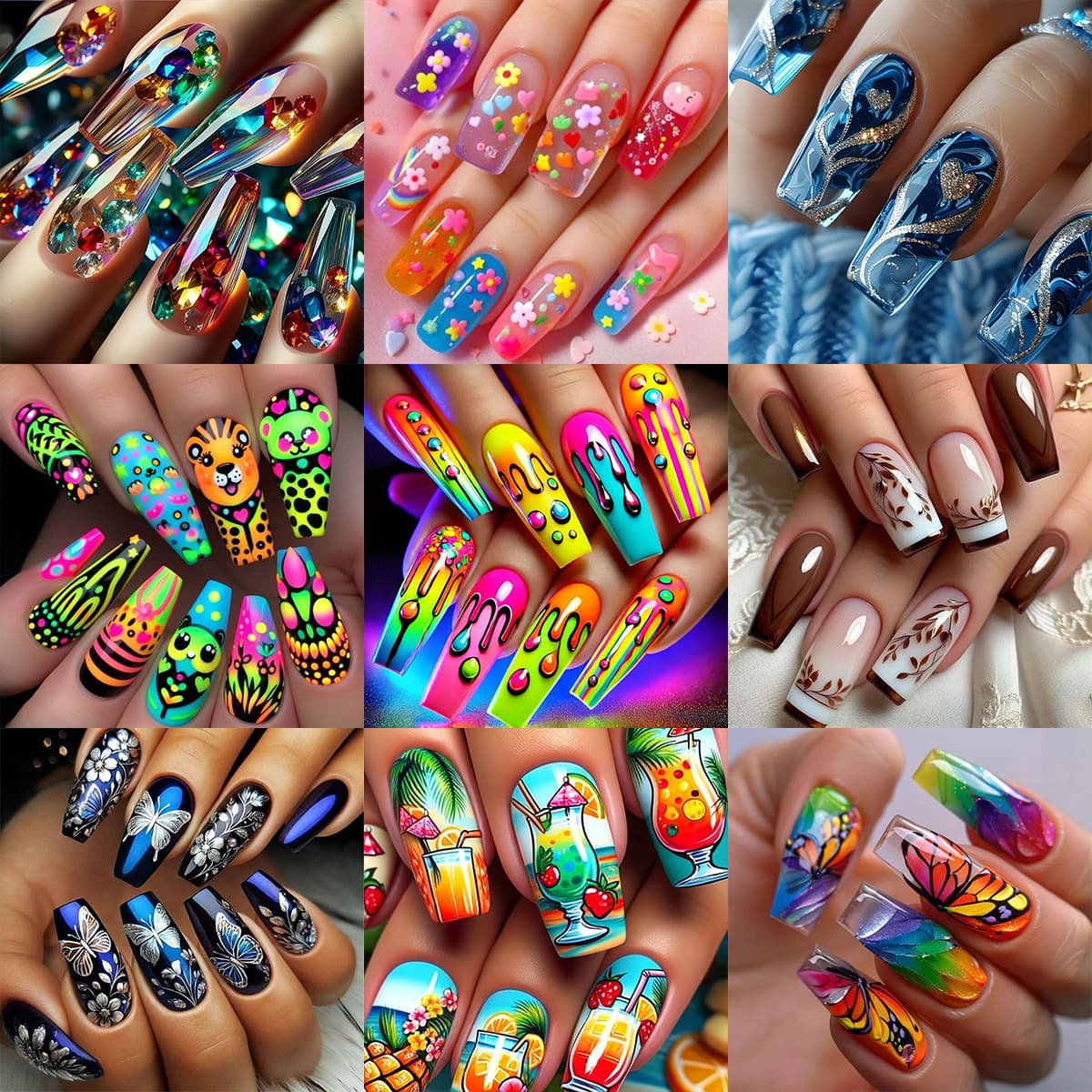New Export Cross-border Long Press-on Nails 24 Pieces Fake Nail Tips Wholesale