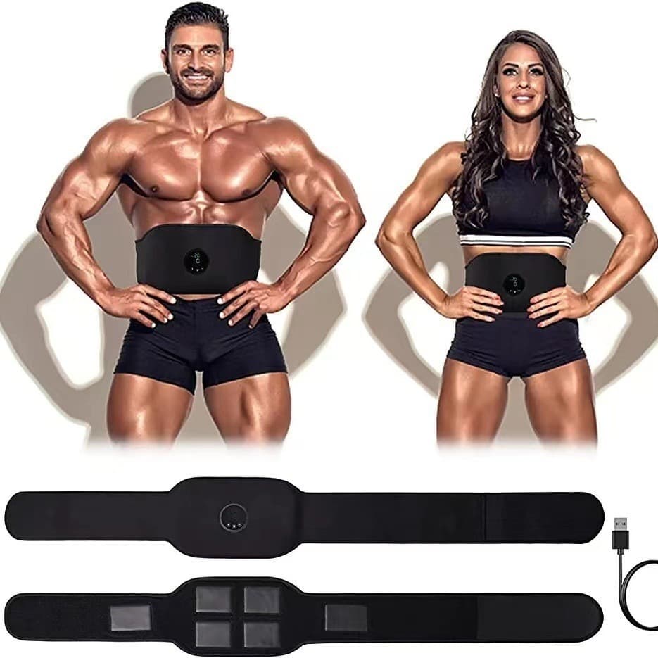 Cross-Border Ems Fitness Belt Three-Piece Set, Abdominal Muscle Patch, Muscle Training Stimulator, Lazy Fitness Abdominal Belt