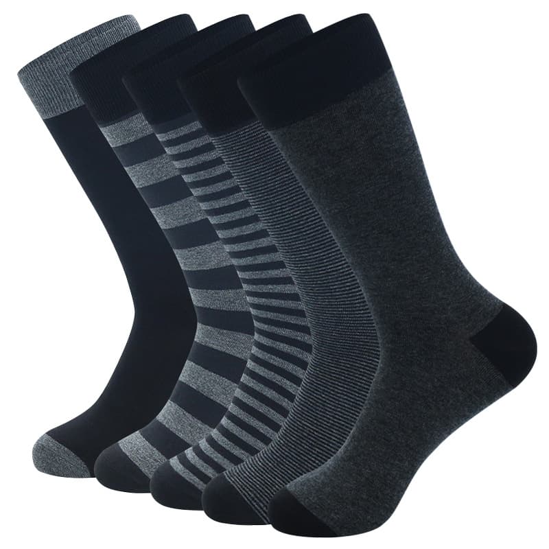 Cross-Border Amazon Supply Men's Long Socks Large Size Striped Pure Black Business European and American Cotton Socks Foreign Trade Men's Long Socks