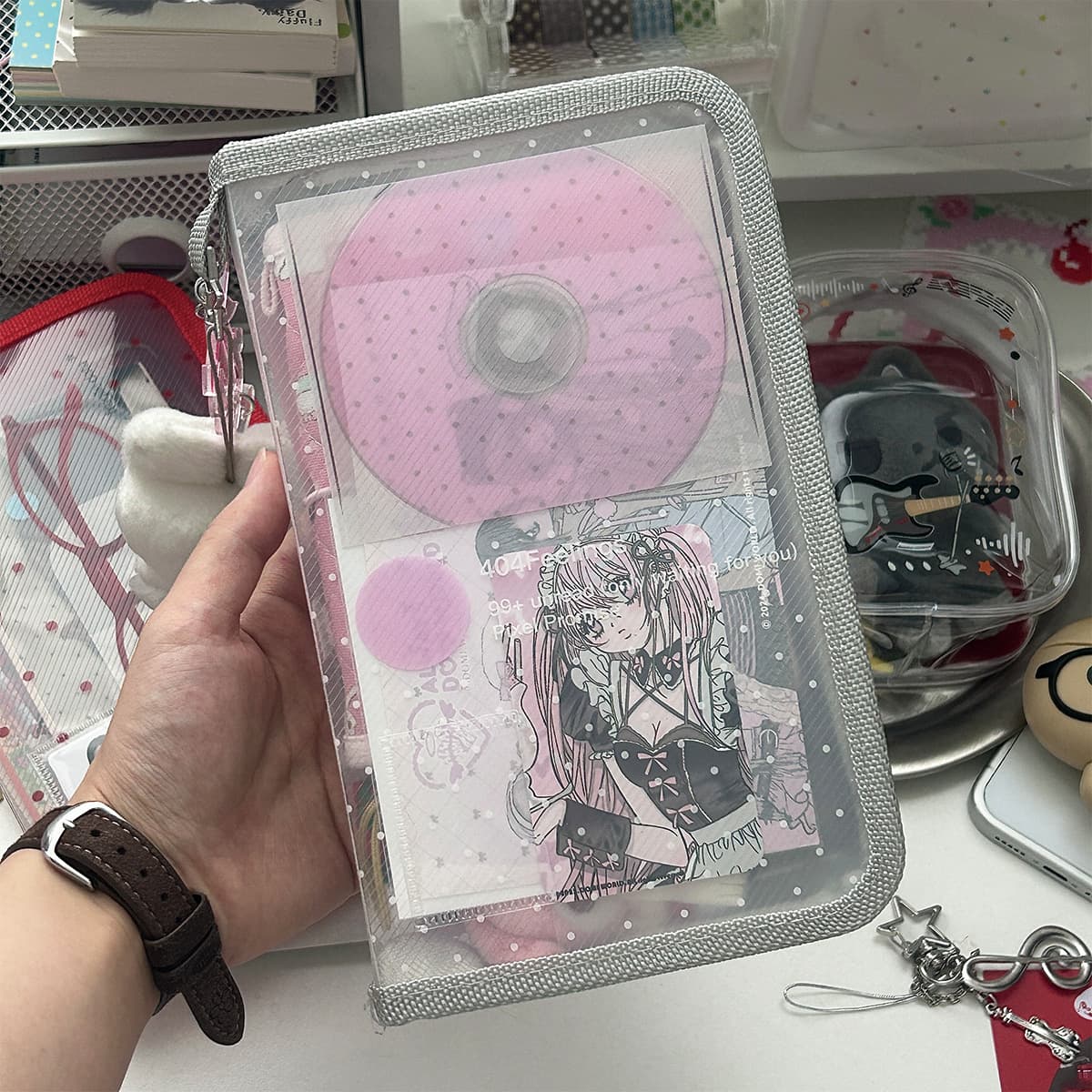 Transparent zipper storage bag, hand account, card album, simple ins style, cute star decoration loose-leaf photo album