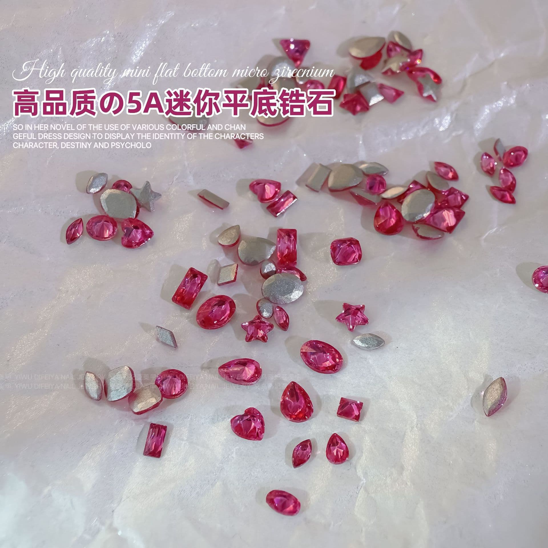 Red Flatback Zircon Nail Art Rhinestones Rose Red Mini Zircon Mixed Flatback Plum Red Marquise Teardrop Nail Art Decorations