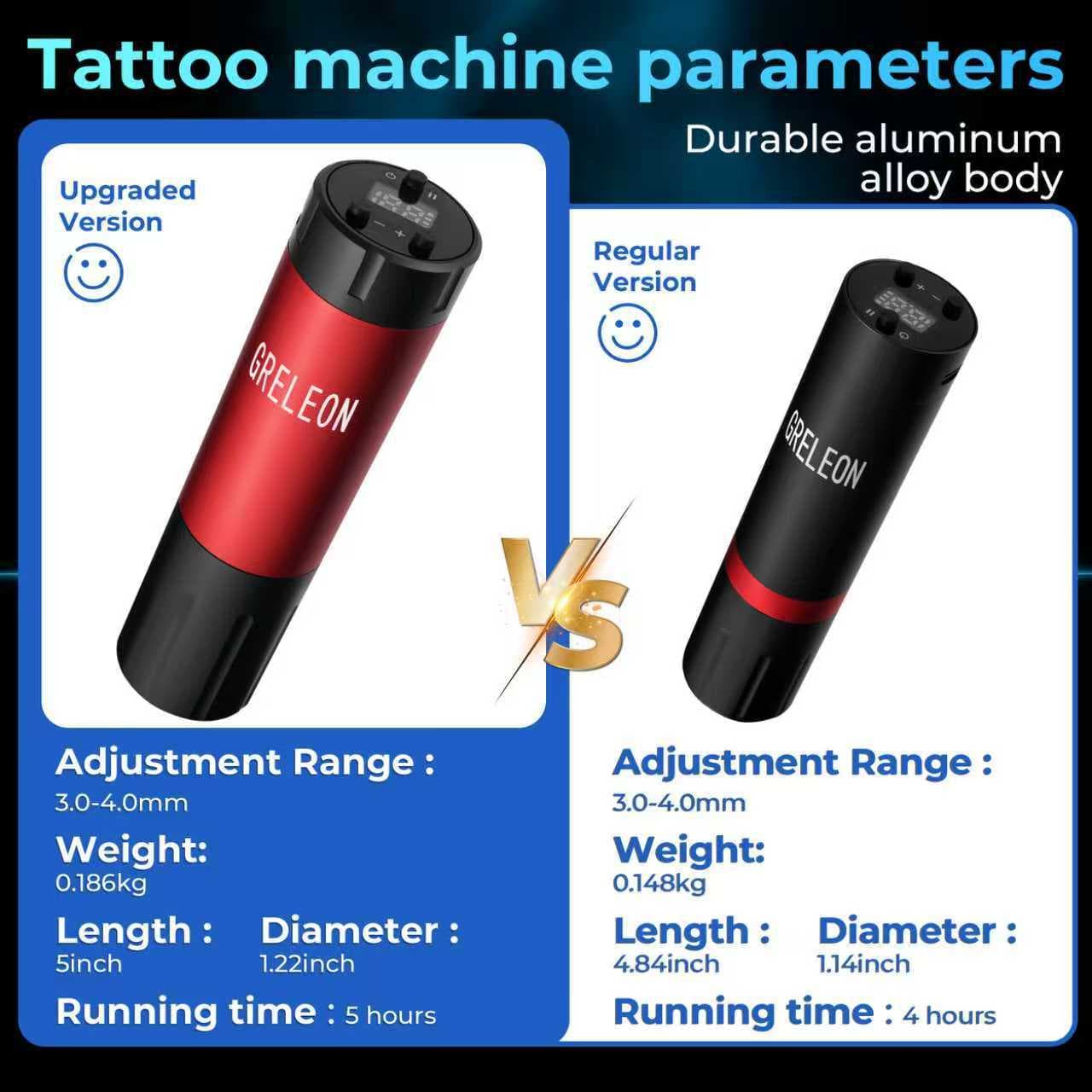 Lelei Machinery cross-border wireless tattoo pen secant fogging LED display battery fast charging ordinary upgraded version