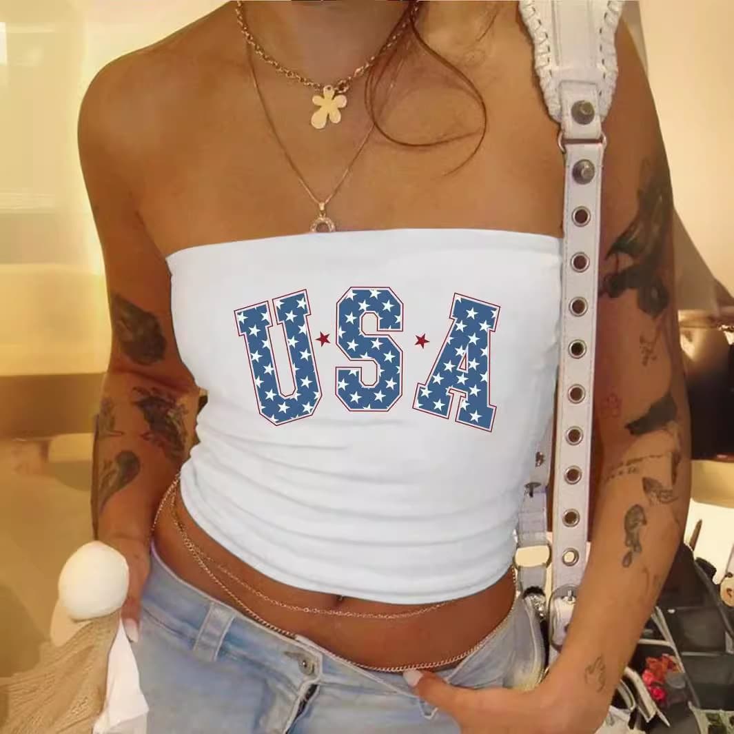 Qiduo Cross-Border European and American Sleeveless Pure Desire Spice Girl Short Top Amazon Hip-Hop Best Selling Layering Outerwear Tube Top