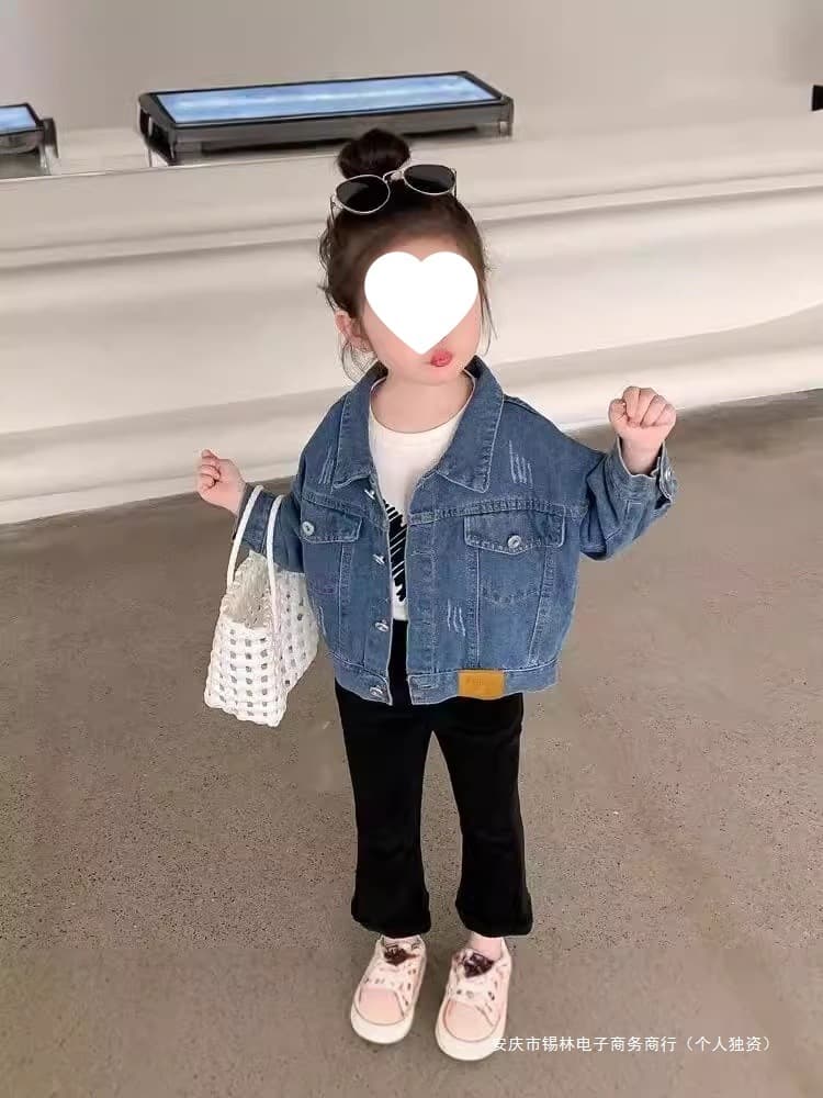 Girls' Jacket 2025 New Children's Casual Top Short Sleeve Kids' Fashionable Cardigan Baby Spring/Autumn Wear