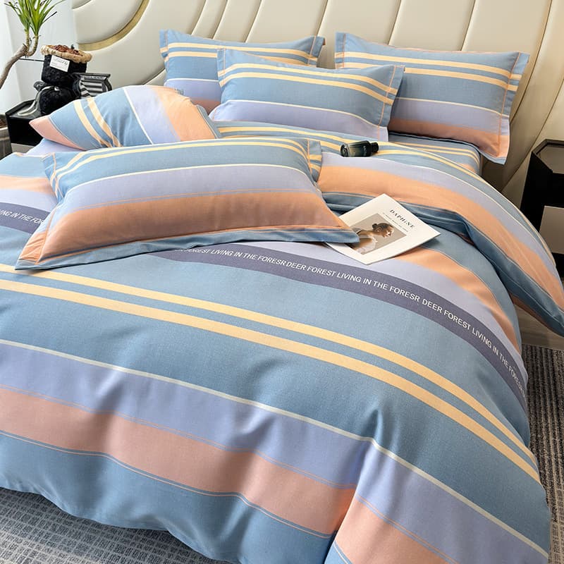 Class a Classy Xinjiang Long-Staple Cotton 100% Four-Piece Set of Pure Cotton Simple Thickeneded Brushed Bedding Quilt Cover Three-Piece Set 4