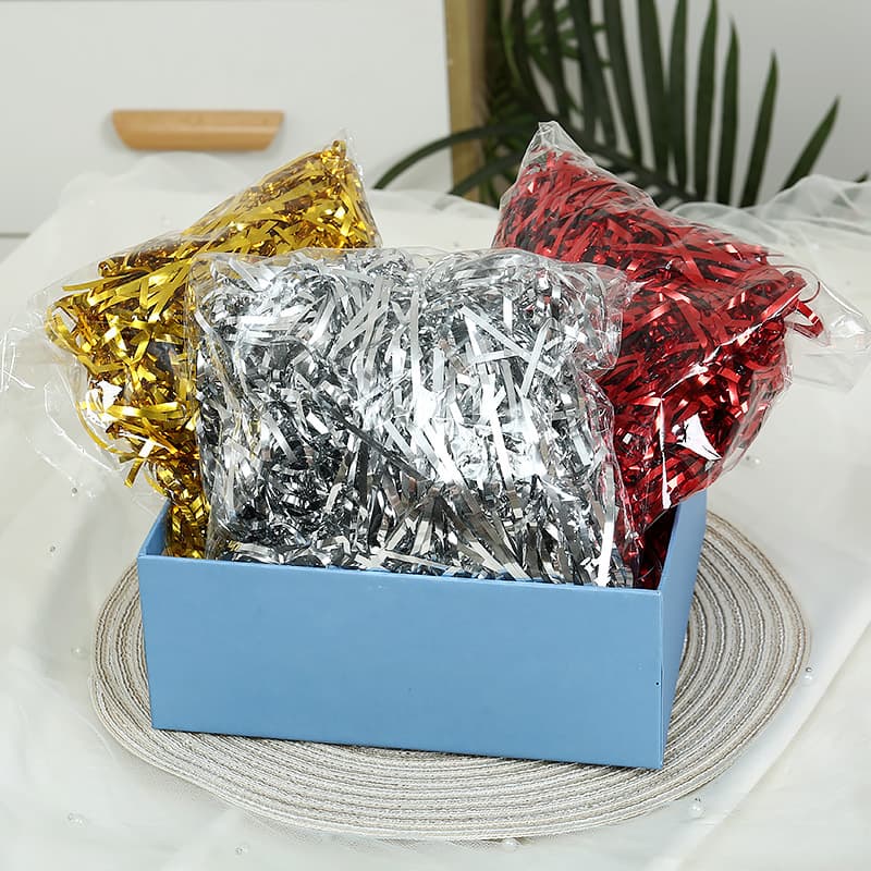 10-50-500g Metallic Glitter Raffia Packaging Shimmering Thread Wedding Gift Box Candy Box Filler Wholesale
