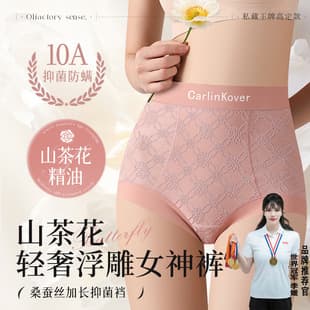 High Waist Lace Camellia Panties for Women Tummy Control Comfortable Seamless Pure Cotton 10A Antibacterial Gusset Breathable Women's Briefs
