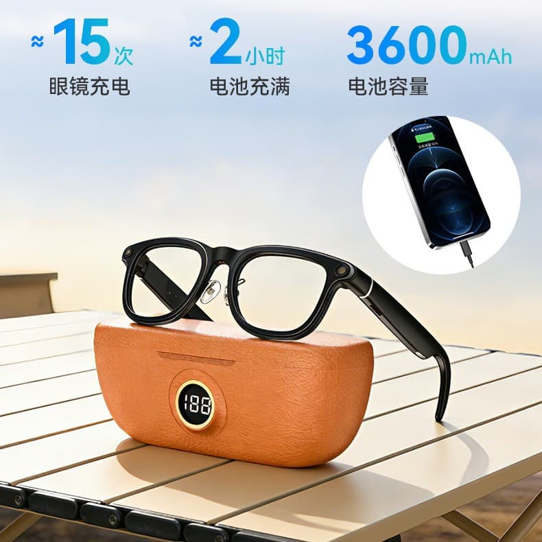 X01 AI Smart Glasses ChatGPT Translation 8MP Camera 3600mAh Charging Case