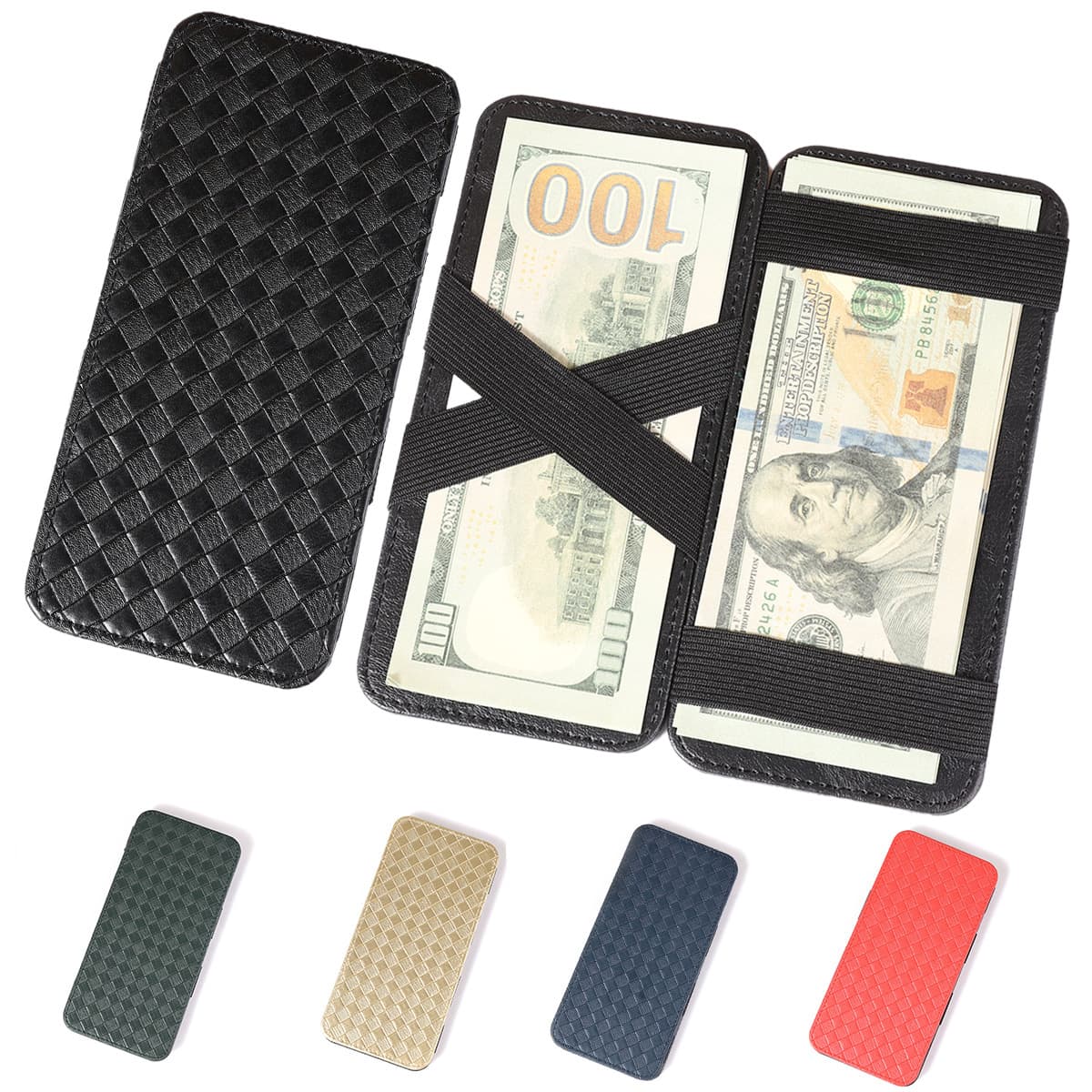 Korean Style Magic Elastic Band Creative PU Leather Card Holder Multi-Functional Money Clip Simple Urban Design Daily Use