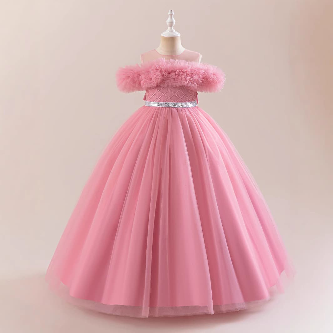 Girls' High-End Evening Dress Children's Piano Little Host Performance Costume Flower Girl Dress Birthday Party Princess Dress