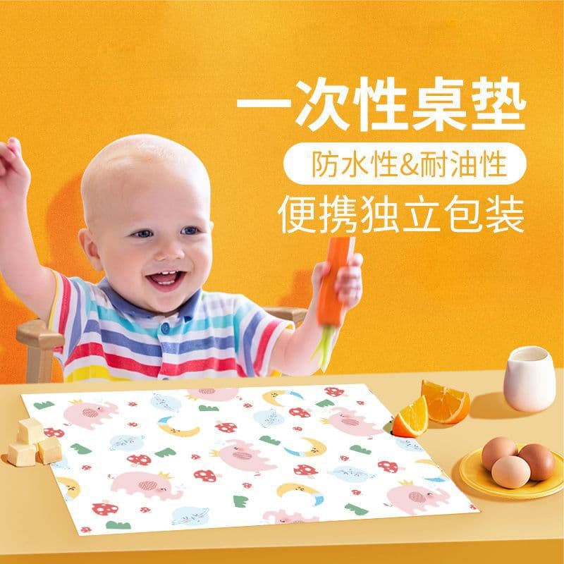 Children's Disposable Placemats Waterproof and Oil-Resistant Elementary Student Table Mats Portable for Outings Infant Meal Tablecloth Home Use