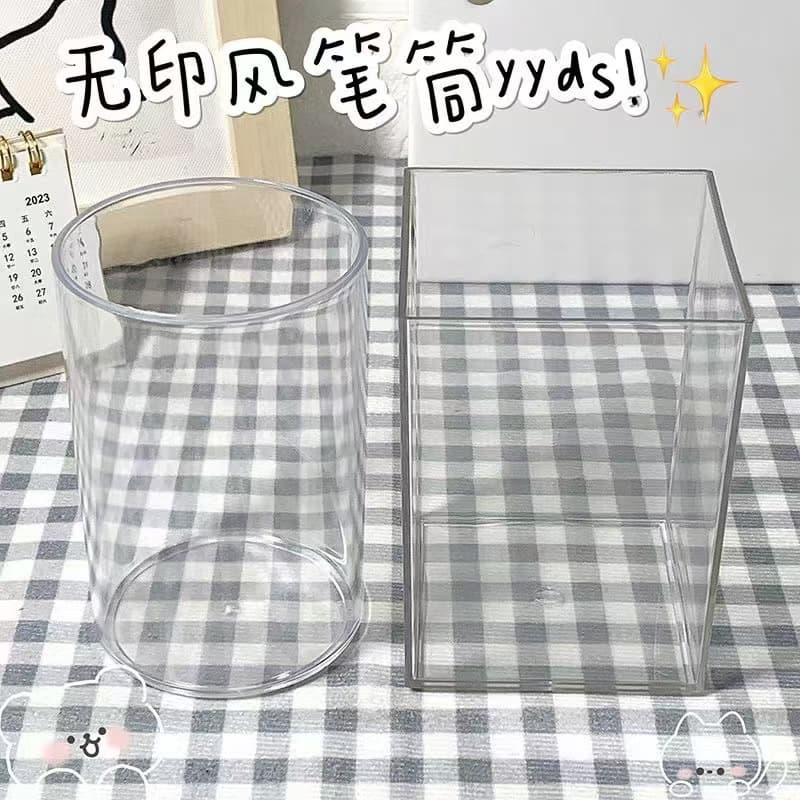 Minimalist Transparent Acrylic Pen Holder, Ins High-Aesthetic Student Dorm Desk Storage Organizer, DIY Makeup Brush Storage Box