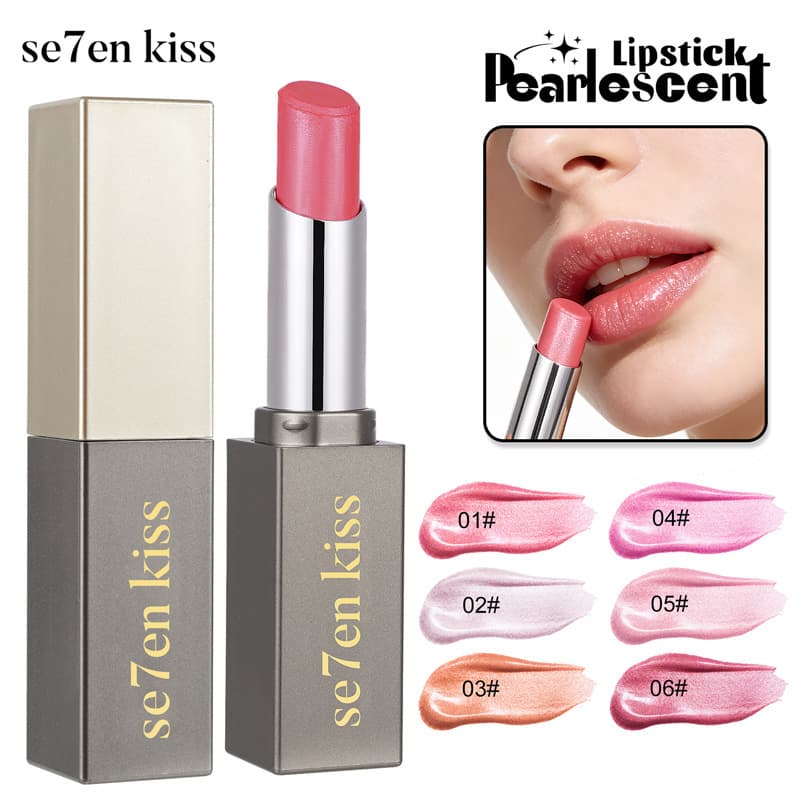 European and American cross-border se7en kiss pearlescent micro glitter lipstick moisturizing and long-lasting waterproof lipstick makeup wholesale