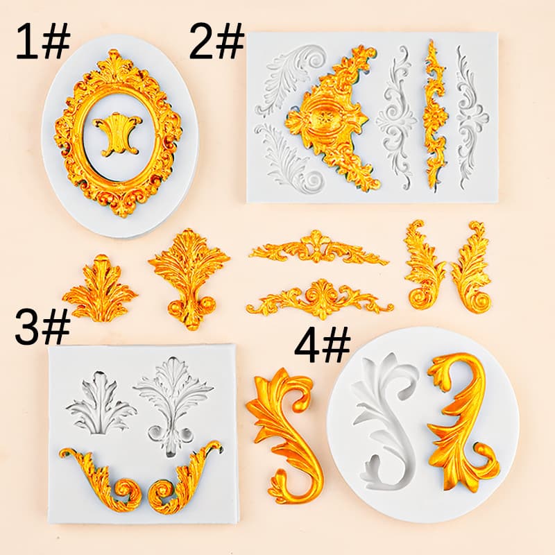 A variety of European relief series silicone mold cake borders with patterned chocolate fondant cake baking molds