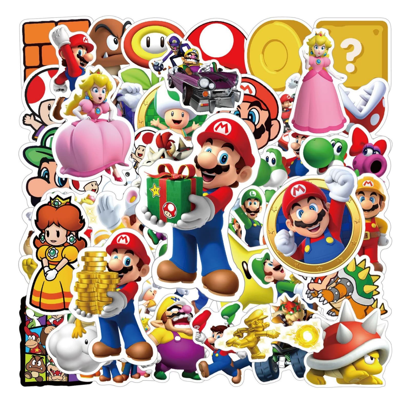 50 New Mario Kids Cartoon Stickers Creative Graffiti Stickers for Diary Water Bottle Motorcycle Helmet