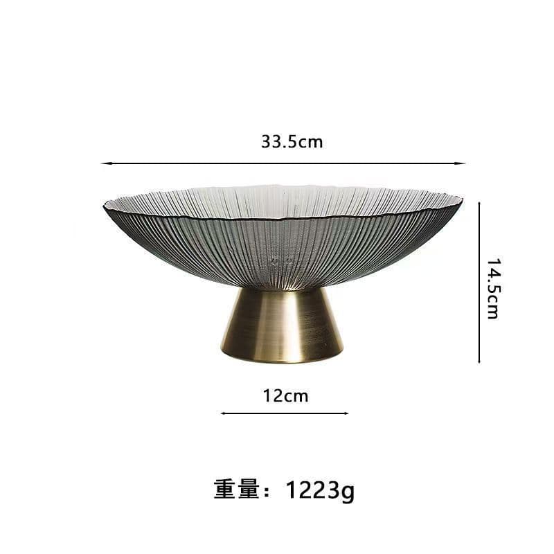 European Light Luxury Fireworks Stemmed Glass Fruit Plate High-End Living Room Coffee Table Snack Dessert Fruit Plate Dried Fruit Plate