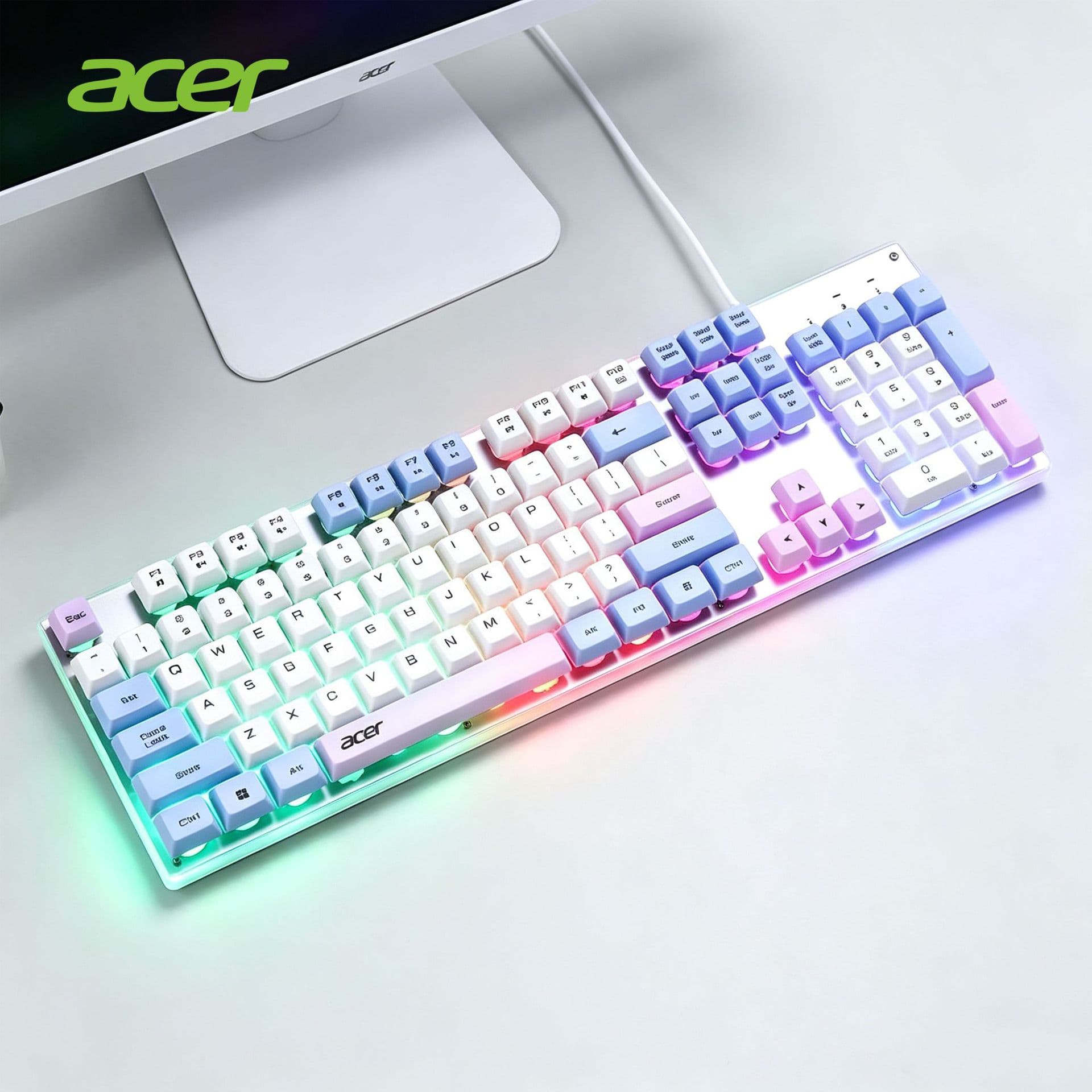acer OKB950 Wired Keyboard Cool Backlit Membrane Mechanical Feel Gaming Office Keyboard