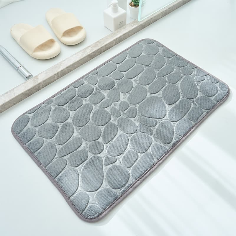 Cross-border Pebble Coral Fleece Doormat Simple Solid Color Bathroom Absorbent Non-slip Mat Home Entry Mat Stock Wholesale