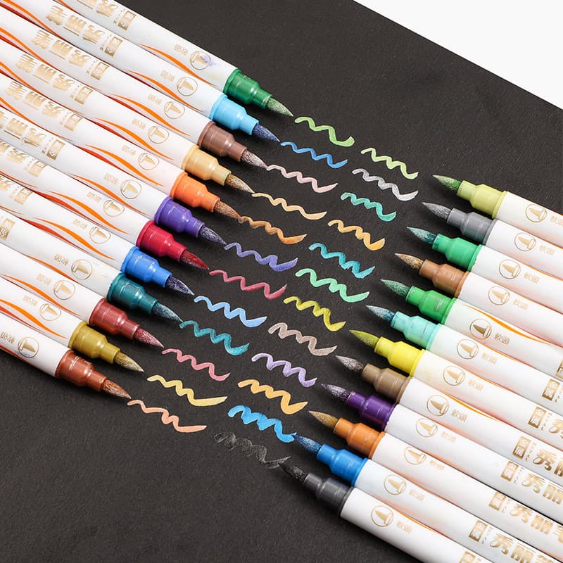Dual-Tip Soft Acrylic Markers 24 Colors Acrylic Pens Cross-Border Bestseller Watercolor Pens DIY Ceramic Pens Layering Markers