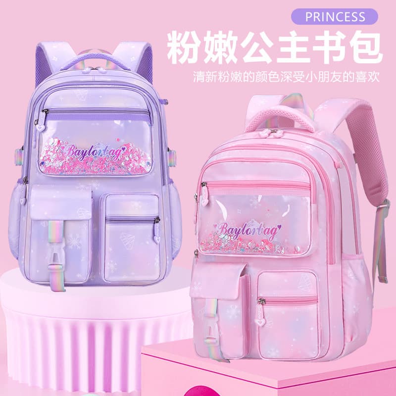 New schoolbags for primary school girls, high-looking, large-capacity, lightweight schoolbags, student backpacks, high-looking, large-capacity