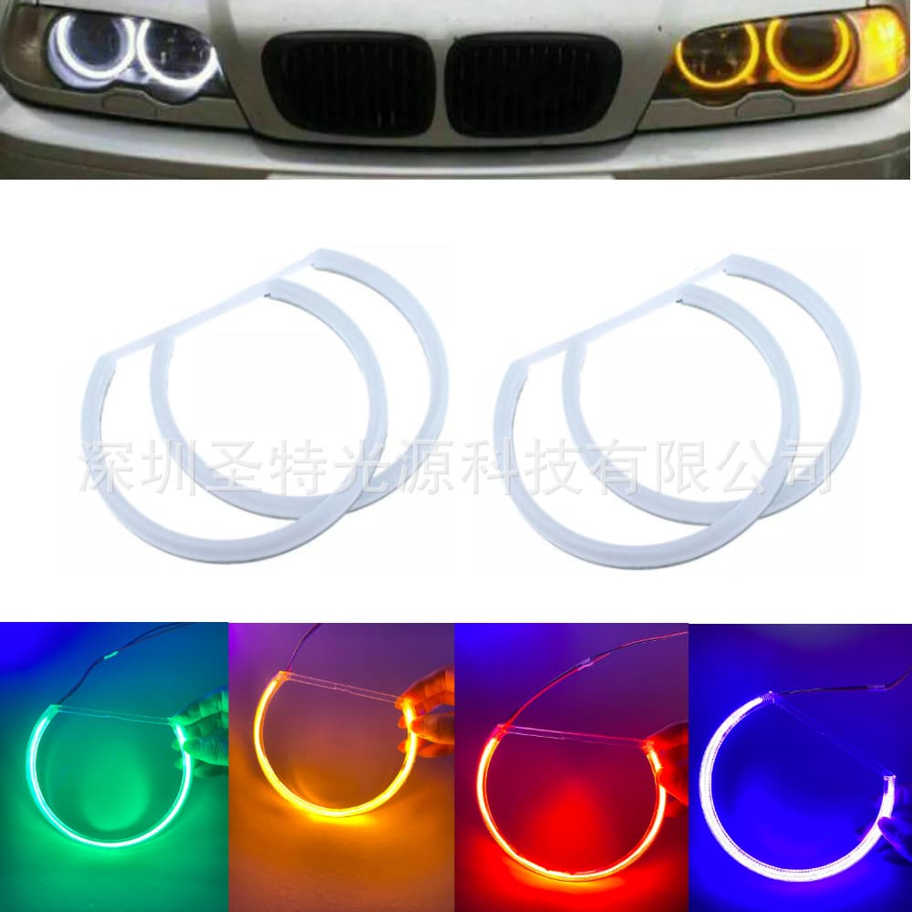 Cross-border Car Two-Color White and Yellow Strip with Steering Function Daytime Running Light LED Angel Eyes 4-Piece Set for E36 E46