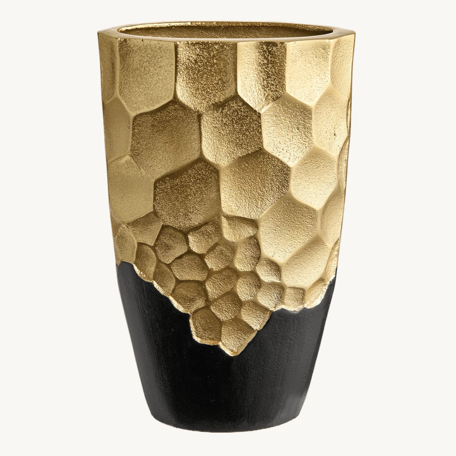 Indian Decorative Piece - Concave and Convex Hexagonal Texture Metal Flower Vase, Sample Room Living Room Entryway Dried Flower Decoration