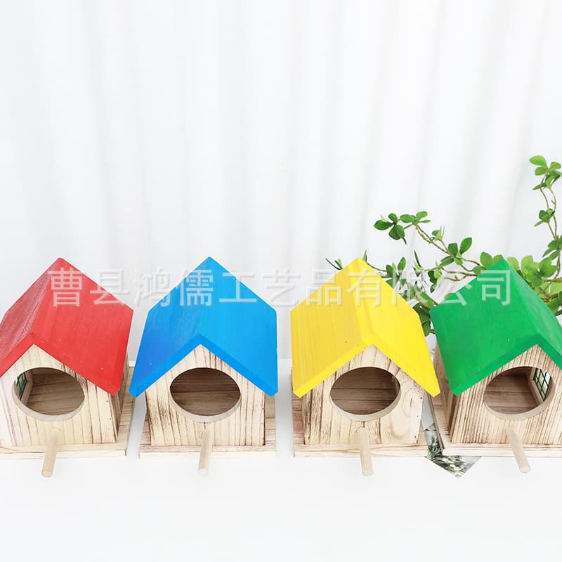 Creative Wooden Hamster Hideout, Small Animal Landscape Accessories, Solid Wood Mini House for Fancy Mice and Guinea Pigs