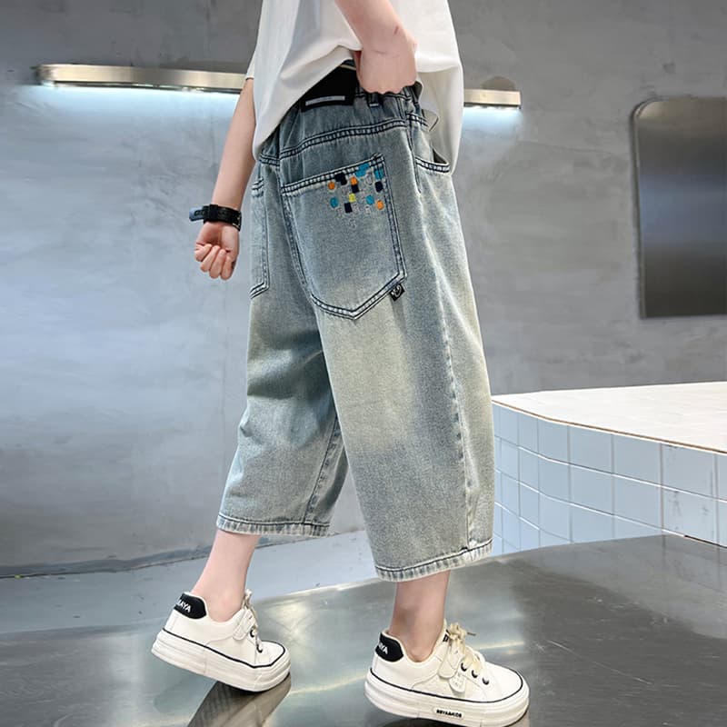 Boys' Denim Shorts Summer Thin Style 2026 New Children's Summer Mid-Length Pants Trendy Cool Seven-Tenths Pants