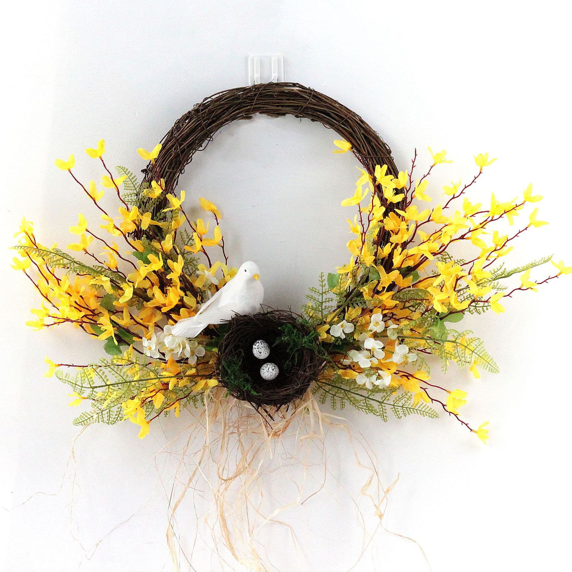 New Spring Wreath - Primrose and Creative Bird Nest Wreath for Door Decoration