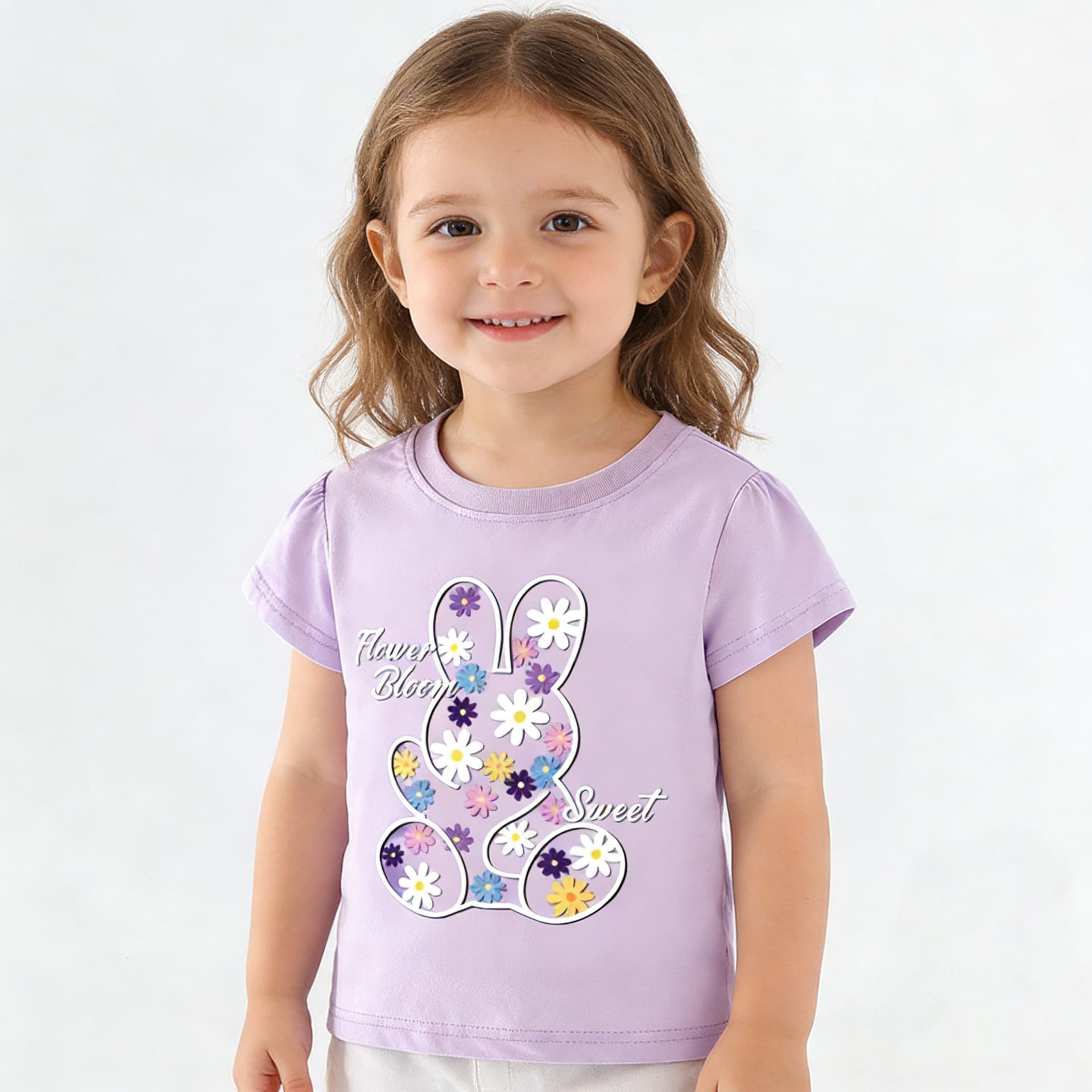 European and American Style Girls Summer 2026 New T-Shirt for Toddlers and Kids, Round Neck Short Sleeve Printed Cartoon Children's Clothing