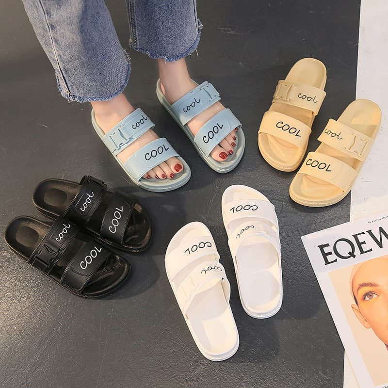 Summer New Slippers Women Korean Student Thick Sole Slippers Women Outdoor Fashion Letter Beach Sandals Wholesale