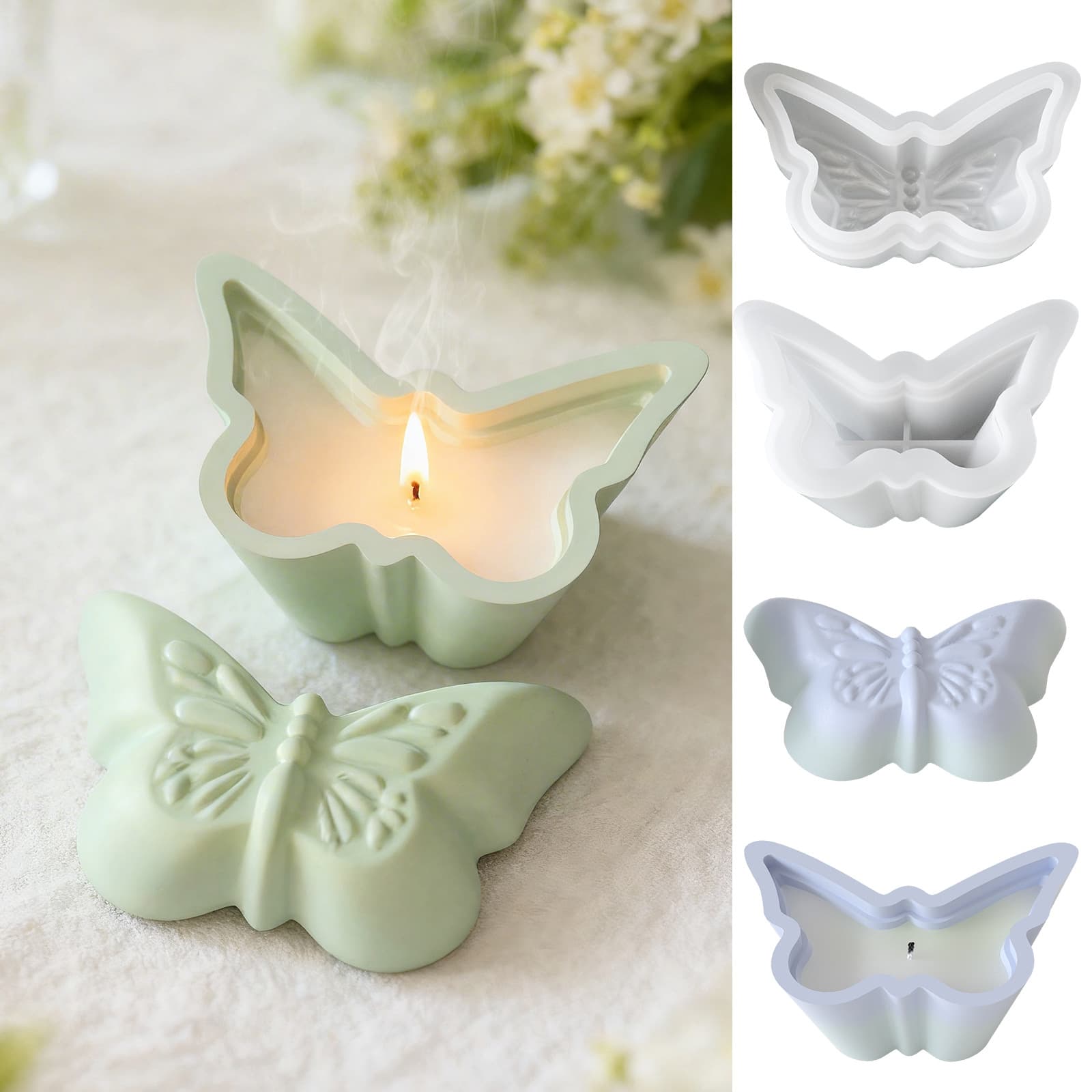 Simple three-dimensional butterfly candle cup plaster ornament DIY aromatherapy resin storage jewelry box silicone mold