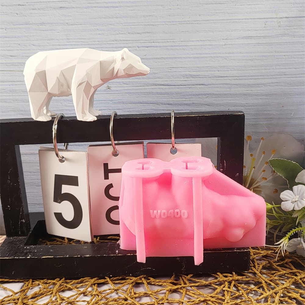 Faceted Polar Bear Plaster Ornament Silicone Mold DIY Plaster Silicone Mold W0400