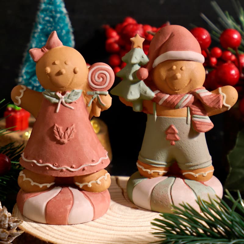 Christmas 3D Gingerbread Man Mold Lollipop Gingerbread Man Girl Christmas Tree Boy Candle Ornament Silicone Mold