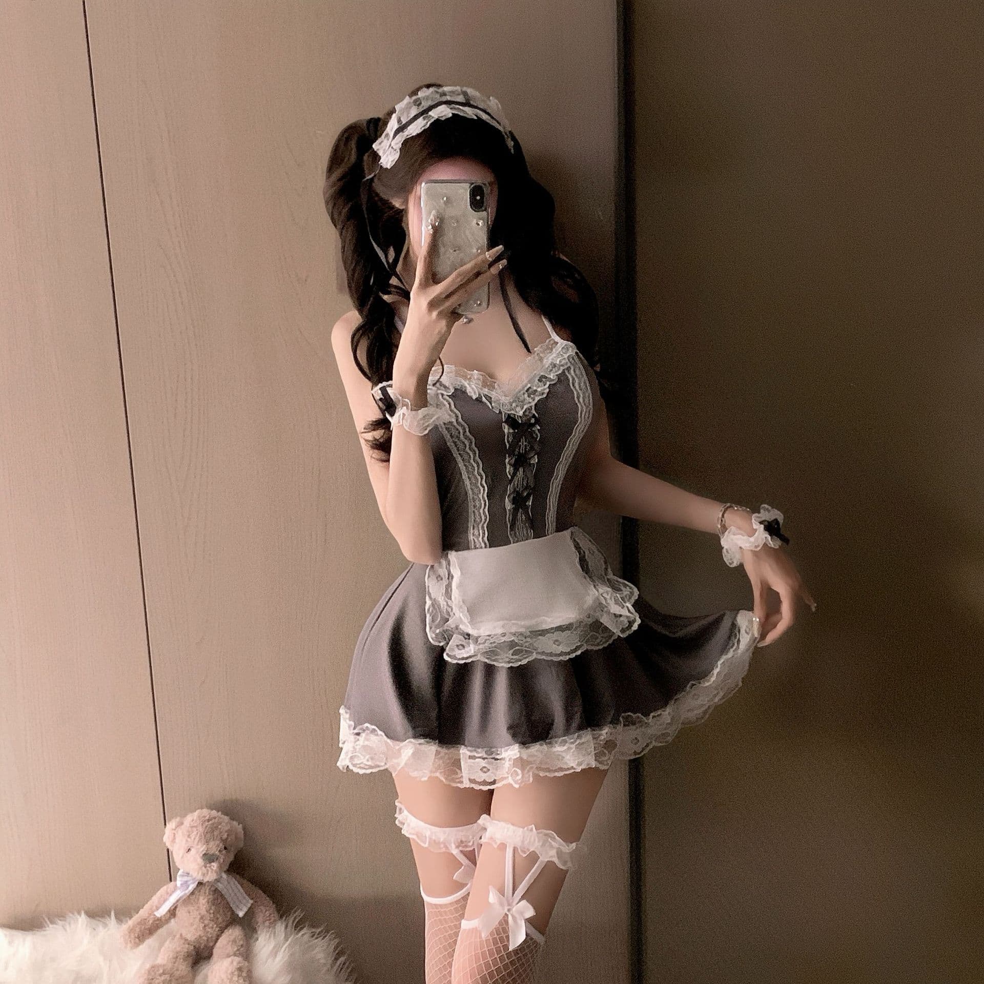 Sexy Lingerie, Maid Outfit, Sexy Nurse Uniform, Push-Up Pajamas, No-Take-Off Temptation Suspender Skirt