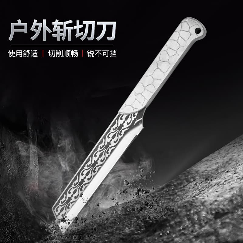 Yangjiang Knife Outdoor Portable Chopping Knife Forged Bone-Cutting Knife Camping Knife Meat Cutting Knife Thickened Dragon Pattern All-Steel Knife for Chopping Bones