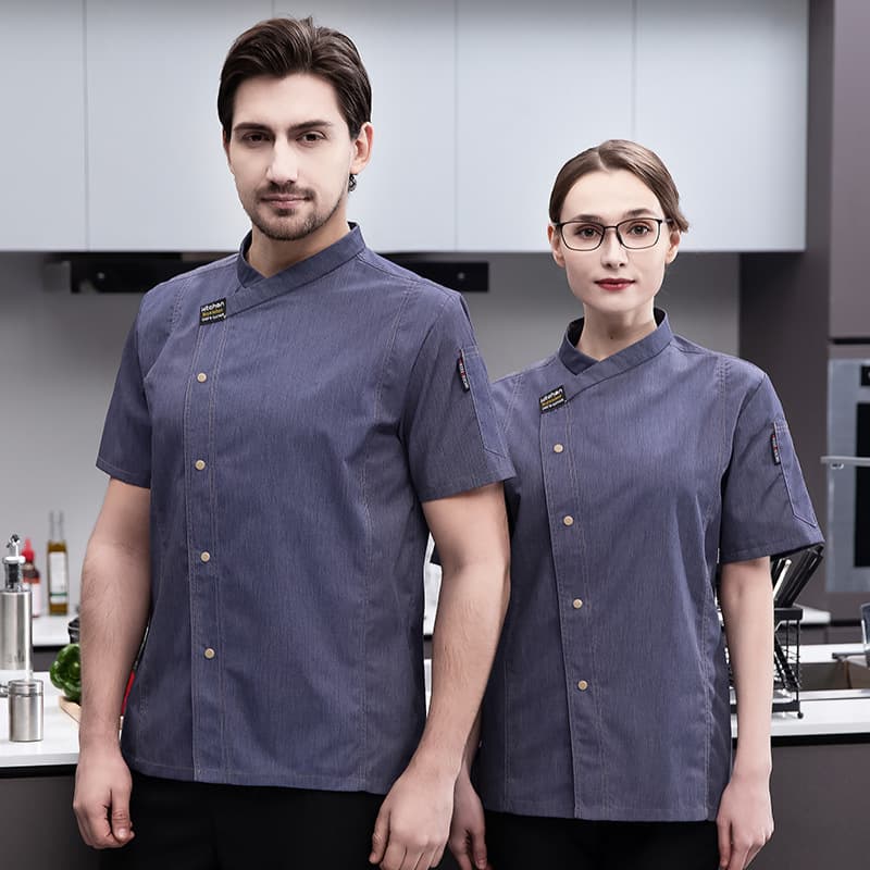 Chef Uniform Restaurant Teahouse Kitchen BBQ Hotel Catering Workwear Short Sleeve Summer Women Breathable Chef Workwear