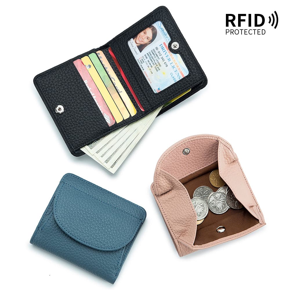 Japanese Mini Wallet RFID Folding Small Wallet Simple New Women's Amazon Ultra-Thin Genuine Leather Wallet