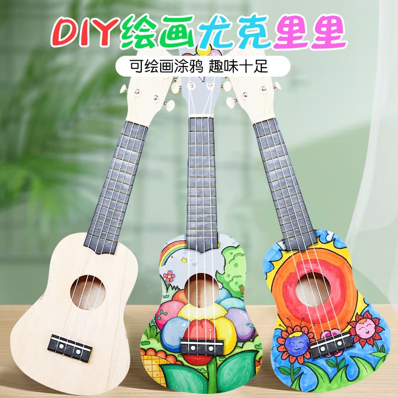DIY Ukulele Kit for Handmade Assembly, Painting, Drawing, and Doodling on Wooden Material